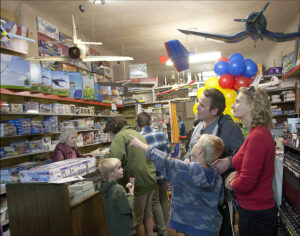 A boy points to some of the model planes in Evett's Model Shop on Saturday. (Photo by Brandon Wise)