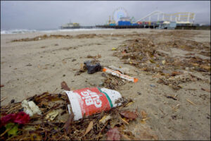 Storm runoff piles on Santa Monica Beach after a rain storm. (File photo)