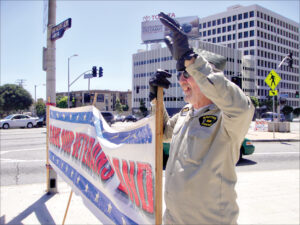 CALLING OUT: A veteran protests last year the VA's inability to build housing for homeless vets. (File photo)