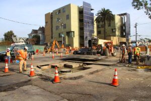 Work on the Expo Light Rail Line continues in Santa Monica. (Daniel Archuleta daniela@www.smdp.com?