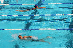 People swim laps at the Santa Monica Swim Center. (File photo)