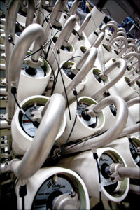 SCRUBbing up: Stacks of three-stage reverse osmosis filters fill the filtration room at the Santa Monica Water Treatment Center. (File photo)