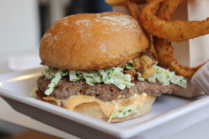 The Elk Burger at Downtown Santa Monica's Burger Lounge, which boasts 100 percent grass-fed beef. (Michael Ryan michael@www.smdp.com)