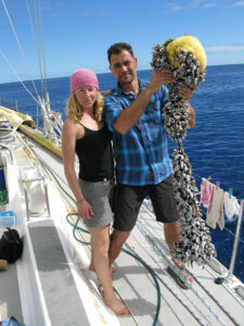 EXAMPLE:  Anna Cummins and her husband Marcus Eriksen are experts on ocean trash. (Photo courtesy 5 Gyres)