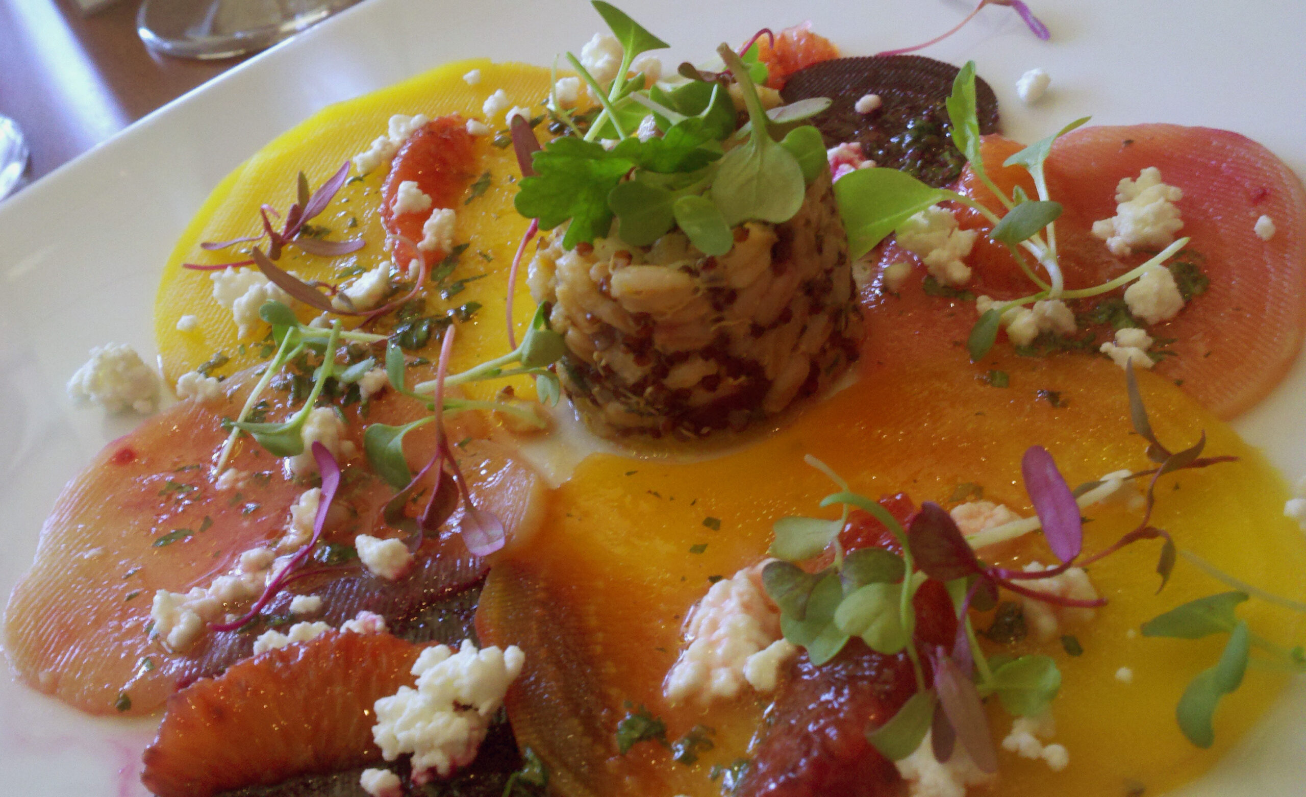 Seasons 52's roasted beet carpaccio. (Kevin Herrera kevinh@www.smdp.com)