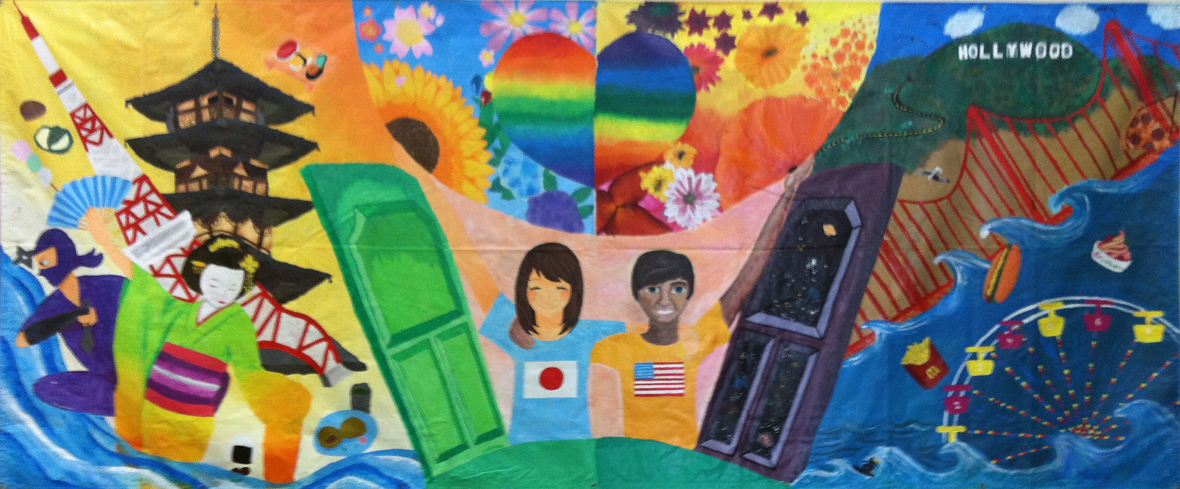 A mural painted by kids from JAMS and Japan that is being featured in an international art show to promote peace and understanding between cultures. (Photo courtesy  Jennifer Joyce)                   