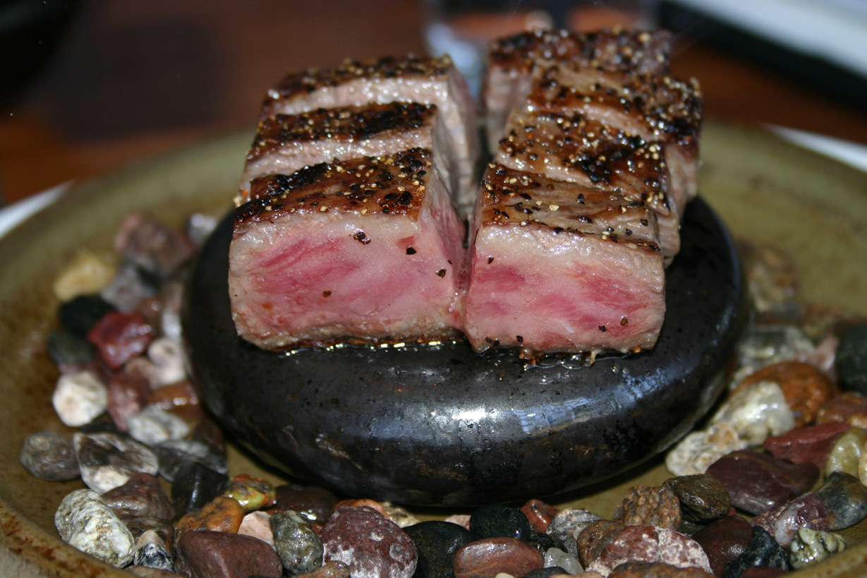 Sushi Roku offers up Wagyu Kobe beef on hot rocks, making for a Zen-like presentation. (Kevin Herrera kevinh@www.smdp.com)