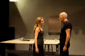 ACTORS PUTTING IN WORK: Daniel J. Travanti and Amanda Summers star in 'False Solution.' (Photo courtesy Mark Monteil/Architect's Newspaper)