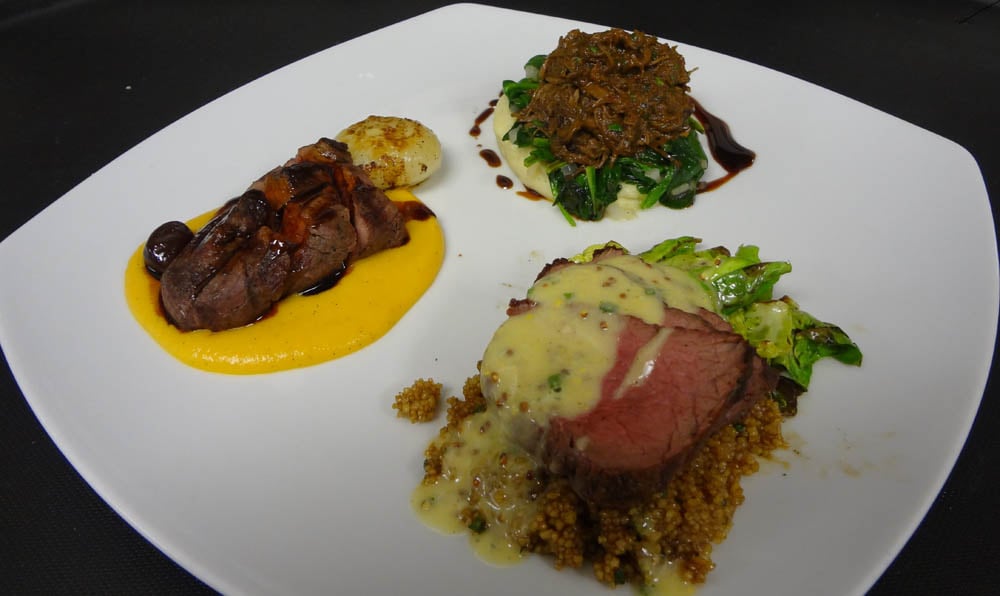 The chef's wild game trio. (Photo courtesy Saddle Peak Lodge)