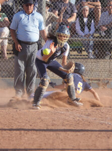 Samohi's Denise Reynoso scores the winning run against Dos Pueblos on Tuesday in Goleta, Calif. The run gave Samohi a 3-2 win in 11 innings to secure a spot in the CIF-SS Division 4 final on Saturday. (Photo courtesy Wendy Perl)