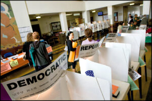 Voters cast their ballots at City Hall during a recent election. (File photo)