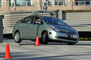 Driverless — or ‘autonomous' — cars may be commonplace by 2020, some analysts say, and are touted by proponents as more sustainable than their driven counterparts. Pictured: Google's prototype driverless car, a converted Prius, undergoing testing. (Photo courtesy Steve Jurvetson)