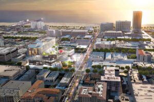 FUTURE: This image depicts what a new development on Arizona Avenue (left) will look like. (Rendering courtesy City of Santa Monica)