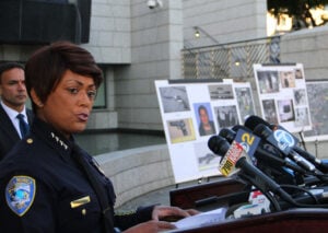 Santa Monica Police Chief Jacqueline Seabrooks reveals new details regarding Friday's shooting spree during a press conference at the Public Safety Facility on Thursday. (Photo by Daniel Archuleta)