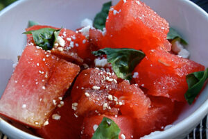 For a refreshing summer snack, try this watermelon and feta salad. (Photo courtesy Google Images)