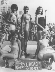 Pulchritude: Beverly Jocher (center) was inducted into the Muscle Beach Hall of Fame.