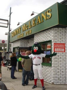 A Boston Red Sox fan shows their love at Sonny McLean's on Wilshire Boulevard. (Photo courtesy Sonny McLean's)