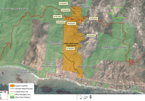 The land (in orange) being considered for purchase. (Map by Santa Monica Mountains Conservancy)