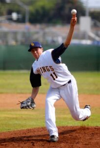 Tyler Skaggs makes a pitch during his Samohi days. (File photo)