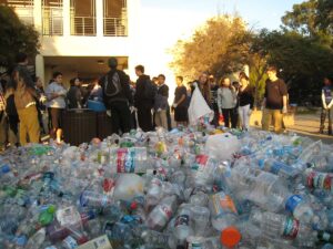 Samohi students with Team Marine sort recyclables at the high school. (Photo courtesy Team Marine)