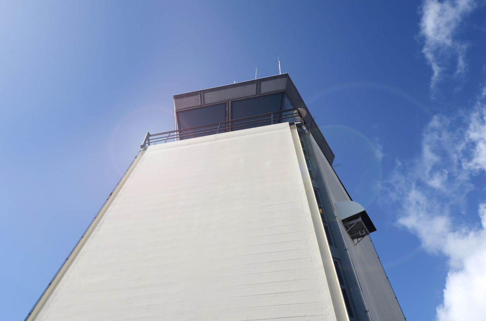 Gazing upwards at the Santa Monica Airport control tower 