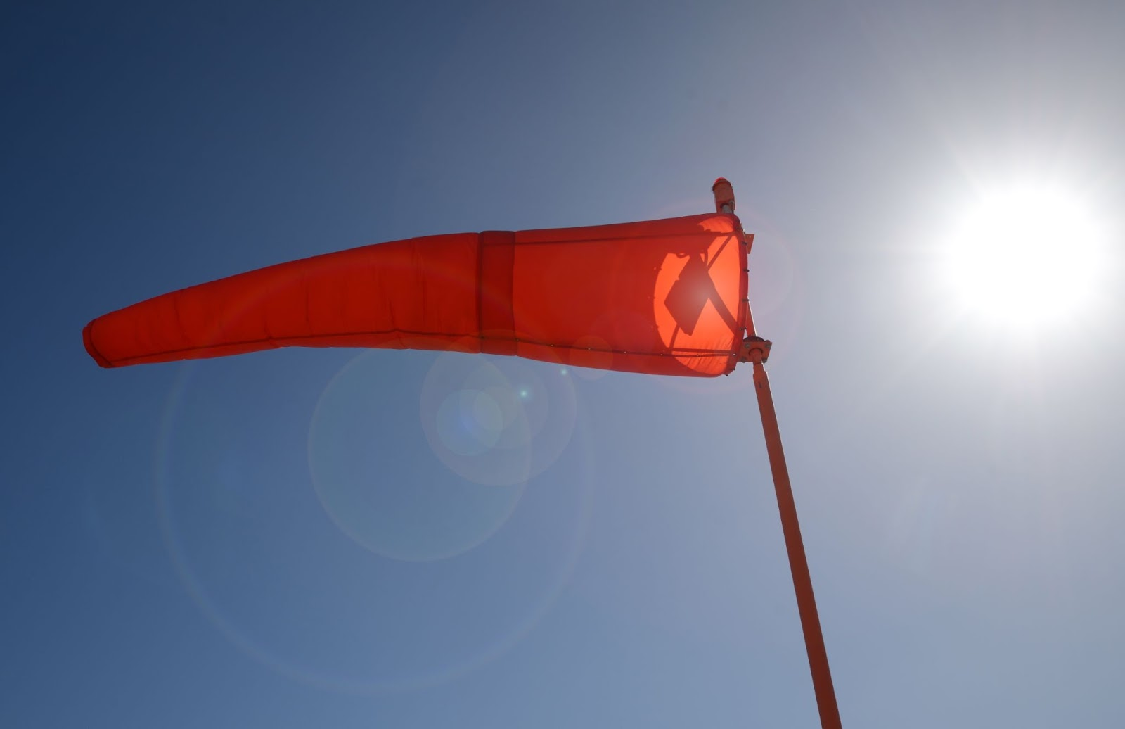 A windsock at Santa Monica Airport on a particularly windy February day