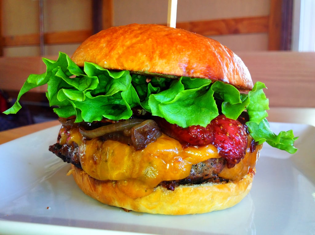 At Pono Burger on Broadway one can order seasonal creations like this burger featuring strawberry caramelized  jam, wood-smoked onions and aged cheddar. (Jason Wise editor@www.smdp.com)