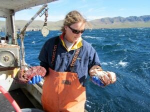 Sarah Rathborne and her lobsters. 