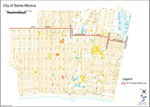 A map of the oil pipeline running underneath Santa Monica. (Courtesy city of Santa Monica)